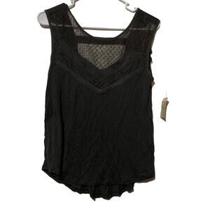 American Eagle gray tank top polka dot mesh accent size Small NWT